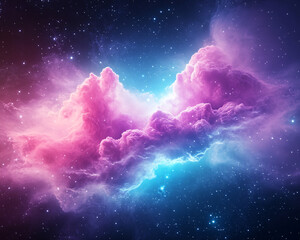 Wall Mural - a colorful space with pink and blue clouds and stars. the sky is filled with a variety of colors and
