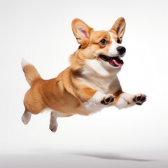 Poster - Happy corgi leaping mid-air