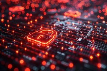 Poster - A red and black image of a key on a computer screen