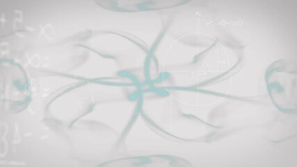 Poster - Animating geometric shapes and mathematical equations over abstract background