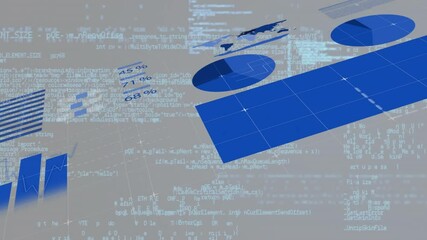 Aufkleber - Graphs and charts animation over world map and data visualization