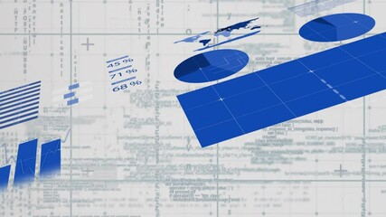 Aufkleber - Blueprint-style animation over world map and financial data