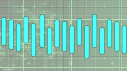 Aufkleber - Blue sound wave animating over technical grid background