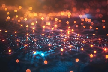 Poster - Abstract Digital Network with Glowing Nodes and Connections