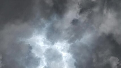 Wall Mural - dark thunder in thegray clouds
