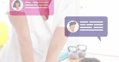 Poster - Chat message animation over person in white clothing