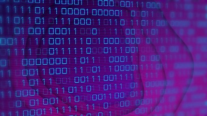 Poster - Binary code animation over purple and blue background