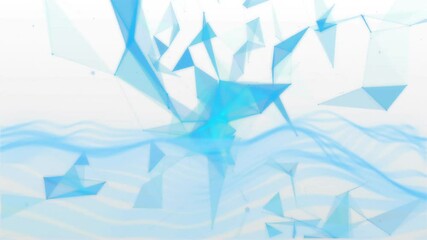 Poster - Abstract blue geometric shapes and lines animation on white background
