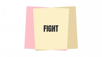 Poster - fight text animation over overlapping geometric shapes in pastel colors
