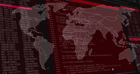 Aufkleber - World map and programming code, cybersecurity animation