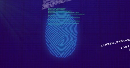 Leinwandbilder - Fingerprint animation over computer code background