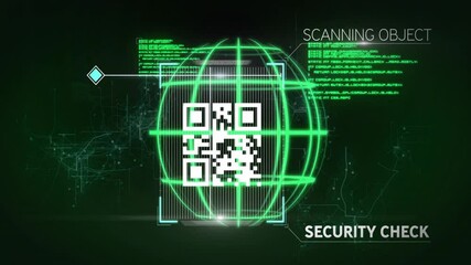 Poster - Scanning object animation over QR code and security check text