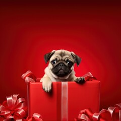 Canvas Print - Christmas mammal animal puppy.