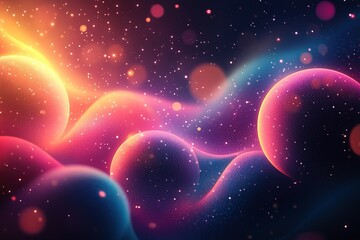 Wall Mural - A colorful galaxy with many different colored spheres