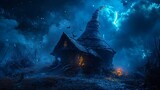 Fototapeta Kuchnia - Witch's Cottage on Halloween Night