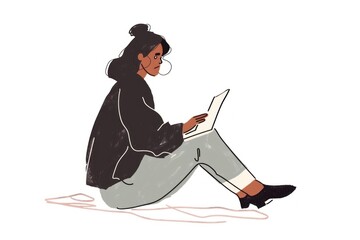 Poster - Woman working on laptop illustration