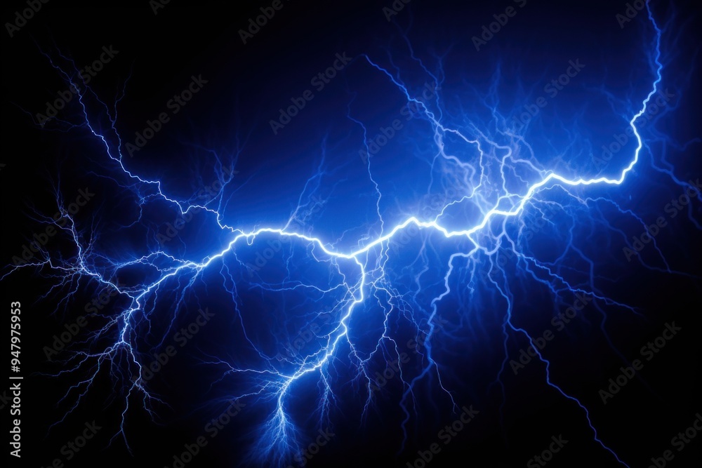 Electric blue lightning bolt energy Stock Photo | Adobe Stock