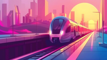 Wall Mural - Modern passenger electric train 