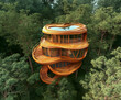 © saurav005 - A futuristic wooden house in the woods.