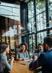 Wall Mural - Business people smiling adult togetherness architecture.