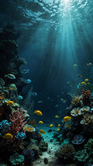 serene beauty of underwater ecosystems deep underwater background 