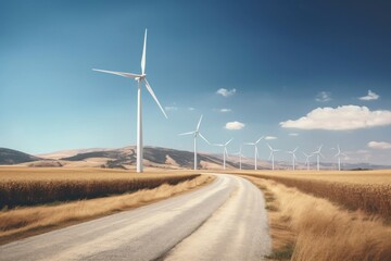 Canvas Print - Landscape outdoors windmill turbine.