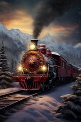 Wall Mural - Train locomotive mountain vehicle.