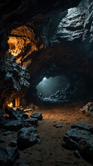 Poster - caverns stretching endlessly deep nature cave background backdrop