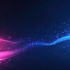 Poster - Vibrant abstract waves of pink and blue light with sparkling particles, creating a dynamic and energetic background.