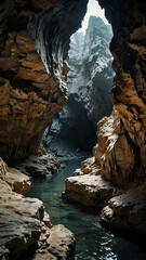 Canvas Print - intricate limestone formations deep nature cave background backdrop