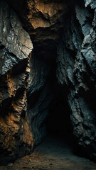 Canvas Print - narrow crevices in the deep nature cave background backdrop