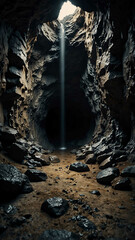 Poster - narrow crevices in the deep nature cave background backdrop