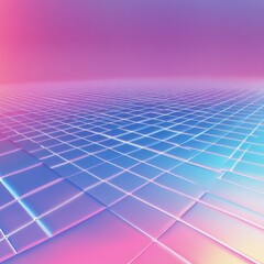 Aufkleber - A vibrant abstract landscape featuring a grid pattern in serene pink and blue hues, creating a dreamlike atmosphere.