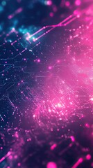 Poster - A vibrant abstract background featuring glowing pink and blue lights, ideal for technology or digital design themes.