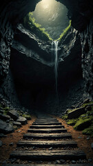 Wall Mural - secret pathways of deep nature cave background backdrop