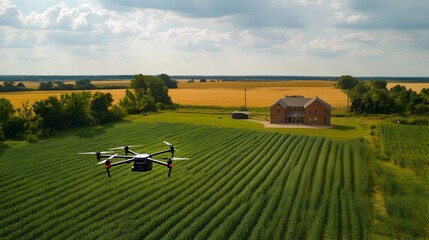 Poster - aerial drone equipped with internet of things iot sensors and technology capturing detailed mapping 