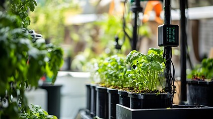 Poster - photograph of an iot sensor network seamlessly integrated into an aquaponics system enabling real ti