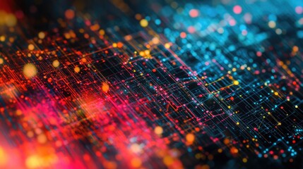 Poster - Abstract data grid with categorized and classified data points, showcasing the power of data analytics.