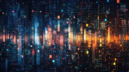 Poster - Abstract data grid with categorized and classified data points, showcasing the power of data analytics.
