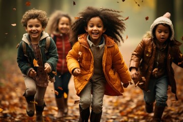 Poster - Autumn child kid togetherness.