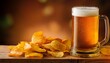 © Wonderful Life  - Front view glass of beer with chips