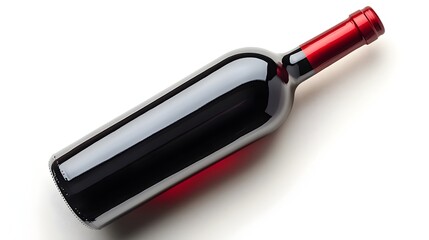 Elegant Red Wine Bottle on Minimalist White Background