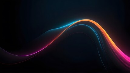 abstract vibrant neon gradient with bright and glow waves in motion design on black background, digital background for web banner, ads, post, presentation concept, template, copy space