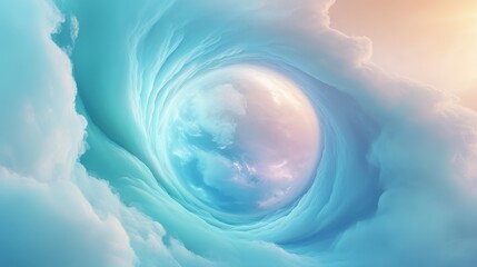 Wall Mural - a blue and white swirl of clouds with a large blue sphere in the center
