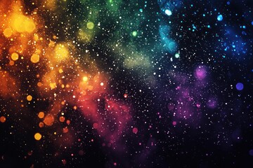 Wall Mural - colorful cosmic background with hanging stars and glowing particles generative ai