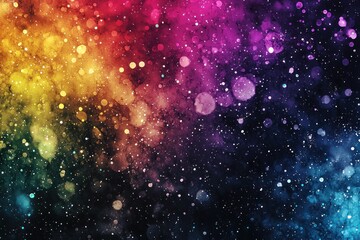 Wall Mural - colorful cosmic background with hanging stars and glowing particles generative ai