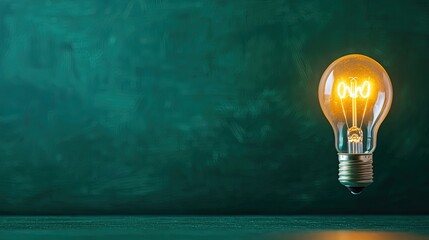 Wall Mural - a glowing light bulb illuminates a dark space, symbolizing creativity and innovative ideas against a