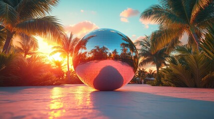 Canvas Print - Disco Ball Sunset in Paradise