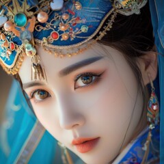 Beautiful woman in the goddess ancient china beauty style background, ai generated