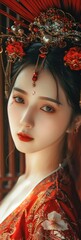 Beautiful woman in the goddess ancient china beauty style background, ai generated